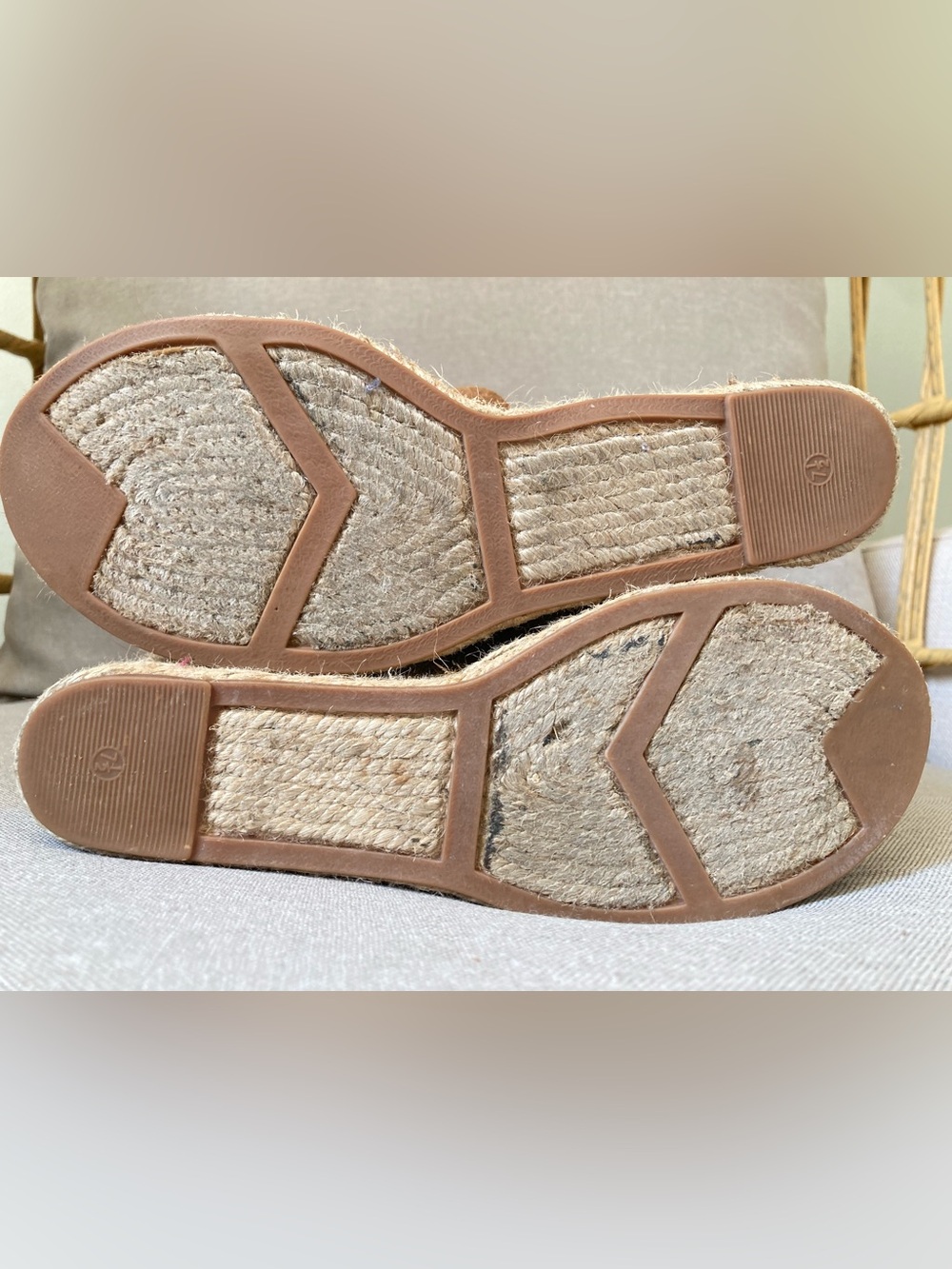 Marc Fisher LTD Adalyn Cognac Suede Leather Espadrille Platform Wedge Sandal 7.5 - Picture 6 of 10